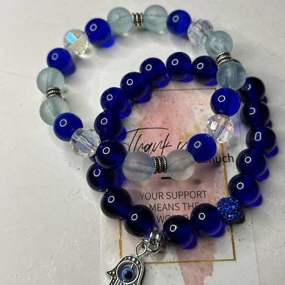 Blue Evil Eye Protection Bracelet Set - Picture 2 of 3